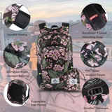 4Monster Hiking Daypack,Water Resistant Lightweight Packable Backpack for Travel Camping Outdoor (Flower Pink, 16L)
