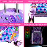 5 - Piece Kids Luggage Set – Enchanting Hardshell Girls Suitcase with 360° Spinner Wheels, Lightweight Airline - Approved Carry - On (16") for Travel, Mermaid Purple