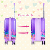 5 - Piece Kids Luggage Set – Enchanting Hardshell Girls Suitcase with 360° Spinner Wheels, Lightweight Airline - Approved Carry - On (16") for Travel, Mermaid Purple