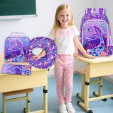 5 - Piece Kids Luggage Set – Enchanting Hardshell Girls Suitcase with 360° Spinner Wheels, Lightweight Airline - Approved Carry - On (16") for Travel, Mermaid Purple