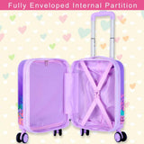 5 - Piece Kids Luggage Set – Enchanting Hardshell Girls Suitcase with 360° Spinner Wheels, Lightweight Airline - Approved Carry - On (16") for Travel, Mermaid Purple