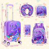 5 - Piece Kids Luggage Set – Enchanting Hardshell Girls Suitcase with 360° Spinner Wheels, Lightweight Airline - Approved Carry - On (16") for Travel, Mermaid Purple