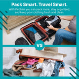 5 Piece Packing Cubes for Travel in Sizes (X - Large, Large, Medium, Small) by Pebbler | Organizers for Suitcases, Carry Ons, Duffle Bags, Backpacks, Moving | Bonus Laundry Bag (Midnight Black)