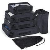 5 Piece Packing Cubes for Travel in Sizes (X-Large, Large, Medium, Small) by Pebbler | Organizers for Suitcases, Carry Ons, Duffle Bags, Backpacks, Moving | Bonus Laundry Bag (Midnight Black)