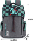 Roffatide Anime Demon Slayer Backpack Canvas Schoolbag Printed Flap Backpack Laptop Back Pack