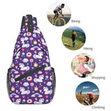 KOSUES Unicorns Rainbow Donut Lollipop Crown Star Heart Sling Bag Casual Crossbody Bag Sports Shoulder Backpack Travel Chest Pack Cycling Cross Bags Gym Hiking Daypack