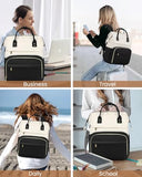 LOVEVOOK Laptop Backpack for Women, Fashion Computer Backpacks Purse, School Student Bookbag for Girl, Business Travel Bags, Doctor Nurse Backpack for Work, Fits 15.6-Inch Laptop, Beige-Black