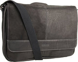Kenneth Cole REACTION Risky Business Messenger Full-Grain Colombian Leather Crossbody Laptop Case & Tablet Day Bag, Black