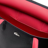 Lacoste Women's Anna Zipped Tote, Abimes Black/Petunia Red, One Size