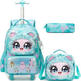 Meetbelify Rolling Backpack for Girls Backpacks with Wheels for Elementary Student Kids School Travel Bag for Girls Ages 6-8 Years Old