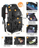 NOOLA Hydration Hiking Backpack with 3L Water Bladder - 22L Water Backpack for Cycling, Running, Biking - Lightweight Hiking Pack Bag with Rain Cover, Phone Holder and Trekking Pole Holders, Black
