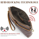 S-ZONE Leather Crossbody Bags for Women Small Bag Phone Purse RFID Blocking Clutch Purses Convertible Wristlet with 2 Straps
