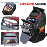 KROSER Travel Laptop Backpack 18.4 Inch XXXL Gaming Backpack with Hard Shell Saferoom RFID Pockets Water-Repellent Business College Daypack Stylish Laptop Bag for Men/Women-Black Red