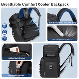 Weitars Insulated Cooler Backpack,Double Deck Waterproof Soft Cooler Bag,Backpack Coolers Leak Proof Lunch Backpack for Men Women for Travel,Camping,Picnic,Beach,Picnic,Outdoor 31L/52 Can (Black)
