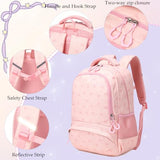 Dafelile School Backpack for Girls Kids Backpacks Elementary Preschool Corduroy Love Bow Pink School Bags Travel Daypacks with Lunch Bag