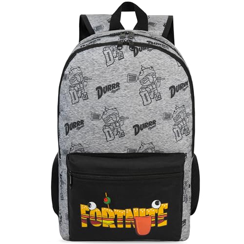 Get Trend Fortnite Kids Backpack, Boys Lightweight 18 inch Book Bag, Adjustable Padded Straps Travel School Bag, Gamer Gifts (Grey Fortnite)