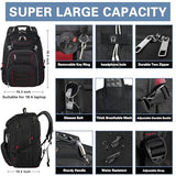 SINVICKO 18.4 Laptop Backpack for Men, Extra Large Gaming Backbag, TSA Friendly Big Capacity Heavy Duty Travel Computer Bag RFID Anti-theft Pocket Backbag,21.2 * 15.5 * 11.5inch Red