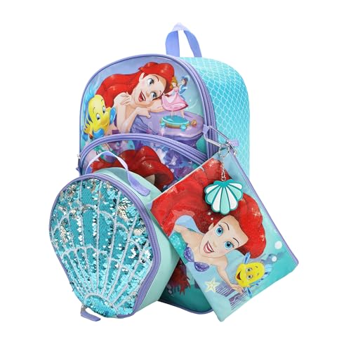 Bioworld Kids The Little Mermaid 16 5-Piece Backpack and Lunchbox Set