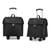 VH&GRED Luxury Carry on Luggage for Women Designer Underseat Carry On Luggage with Wheels Diamond Quilted Leather Carry On Luggage Vintage Style Suitcases with Wheels