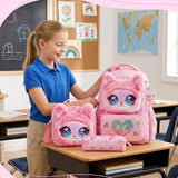 Meetbelify Backpack for Girls Backpacks with Lunch Box Pencil Case for Elementary Student Kids School Travel Bag for Girls Ages 6-8 Years Old Pink