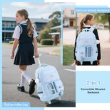 ACESAK Rolling Backpack for Girls, Roller Backpack with Lunch Bag & Pencil Pouch for Teen Girls Kids, Bookbag Backpack with Wheels for Women Elementary Middle High School Travel (Blue)