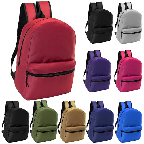 Moda West 17" School Backpacks for Kids - Backpacks in Bulk for Elementary, Middle, and High School Students, 10 Pack