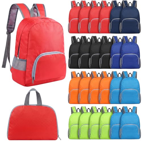 24 Pcs Back to School Backpacks in Bulk Classic Colorful Foldable Backpacks Oxford Cloth Multi-Use Book Bags for Outdoor Travel | Backpacks4Less