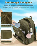 fufazfo Mesh Backpack, Heavy Duty Mesh Bookbag for Girls Boys Kids, Women See Through Transparent Net Back Pack for School Beach Swimming Work Travel - Army Green
