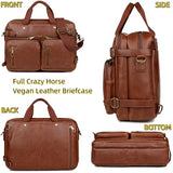 Baosha Leather Laptop Briefcase Backpack Hybrid Large 17 inch Laptop bag Travel Carry on Backpack Vintage for Men HB-22 (Brown)