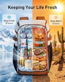 TOURIT Insulated Cooler Backpack 30 Cans, Leakproof Double Deck Lunch Cooler Bag, Lightweight Waterproof Backpack Cooler for Men Women, Beach Camping Picnic Hiking Travel, Kazhi Brown