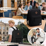 VX VONXURY Lightweight School Backpack for Men Women, Classic Basic Kids Backpack Bookbag, Black Backpack for College Travel Work