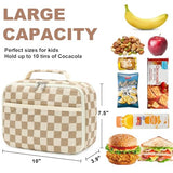 Bluboon Kids Girls Lunch Bag Insulated Lunch Box for school Corduroy Lunch Cooler Organizer School Kids Lunch Tote (Corduroy checkered brown)