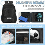 Goloni 30L Sports Backpack with Ball Compartment & Ventilated Shoe Pocket, Waterproof Lightweight Basketball Soccer Volleyball Bag for Youth Boys Girls Men Women,Black