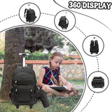 Meetbelify Rolling Backpack for Girls Backpack with Wheels for Elementary Student Kids School Bag with Lunch Box Pencil Case for Girls Ages 6-8 Years Old Black
