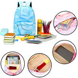 LOIDOU Backpack for Teen Girls Bookbags School Backpack with Lunch Box and Pencil Case 3 in 1 School Bags Set (Marble Blue)