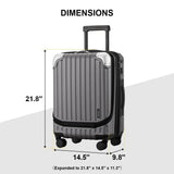 LEVEL8 Grace Carry on Luggage, 20 Inch Expandable Hard Shell Suitcase with Wheels, Abs+Pc Harshell Spinner Luggages with Tsa Lock, Travel Bag for Women Men, Grey