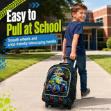 gxtvo Rolling Backpack for Boys, Roller Wheeled Bookbag - Wheeled Elementary School Bag - 3PCS Car