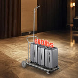 VEVOR Luggage Cart, 600 LBS Load Capacity, 3 Wheel Stainless Steel Bellman Cart, Valet Kart with Grey Carpeted Deck and Rubber Wheels, Ideal for Convention Centers, Hotels, Rental Properties, Silver