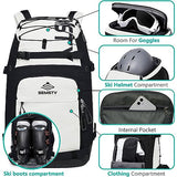 SEMSTY Ski Boot Bag, 55L Waterproof Snowboard & Ski Boots Travel Backpack for Boots, Helmet, Goggles, Gloves & Accessories