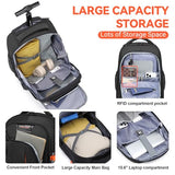 Rolling Backpack, 18 inch Laptop Travel Backpack with Wheels for Men Women, Rolling Wheeled Backpack for Business Travel