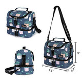 Tilami Rolling Backpack 18 inch Double Handle with Lunch Bag Wheeled Kids Backpack for Girls and Boys, Plants Blue