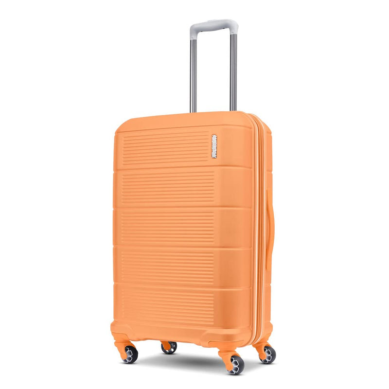 American Tourister Stratum 2.0 Expandable Hardside Luggage with Spinner Wheels, 24-Inch Checked-Medium, Papaya