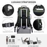 WITZMAN Men's Large 45L Convertible Travel Backpack with 17 Inch Laptop Compartment and Toiletry Bag, Green, 12.6 x 20.5 x 10.63 inches