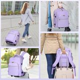 DEVPNR Rolling Backpack for Women, Travel Backpack with Wheels, TaroPurple