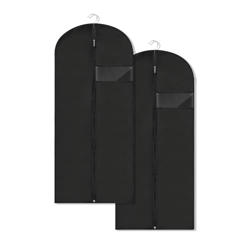 LXLOVESM Garment Bags for Hanging Clothes, 45'' Suit Bag Cover for Storage and Travel, Dress Bags for Gowns Long, 2 Pack (Black)