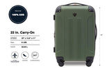 Travelers Club Chicago Hardside Expandable Spinner Luggage, Thyme Green, 22" Carry-On