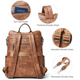 Shrrie 15.6 inch Laptop Backpack for Women,Large Leather Backpack Purse,Travel,Carry on,Water Resistant Casual Laptop Backpacks,College Backpack,Work Backpack for Women,Two-toned Brown
