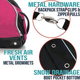 Athletico Ski Boot Bag – Skiing and Snowboarding Travel Luggage – Stores Gear Including Jacket, Helmet, Goggles, Gloves & Accessories – Venting and Grommets for Snow Drainage (Pink)