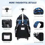 Scothen Rolling Backpack for Boys, Cool Luminous Gamer Roller School Backpacks for Boys with Lunch Bag and Pencil Pouch, Kids Backpack Bookbag with Wheels for Kindergarten Elementary Middle School