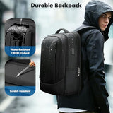 Expandable 16 Inch Laptop Backpack for Men, 40L Travel Backpack with USB-A&C Port, Flight Approved Carry On Backpack, 180° Laptop Compartment, Water-Resistant Business Work Backpack, Black